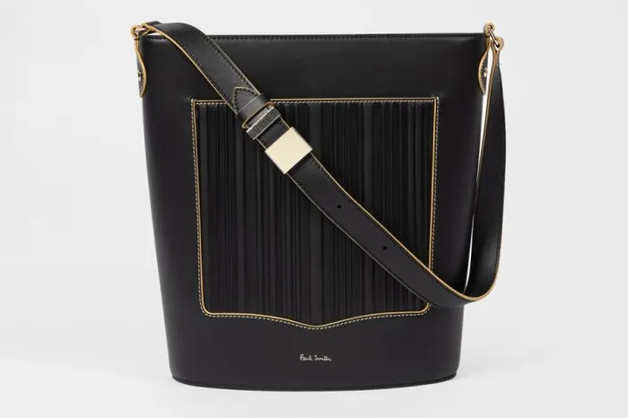 Womens Paul Smith Bags Black 039Shadow Stripe039 Leather Bucket Bag Womens Paul Smith Bags Black 039Shadow Stripe039 Leather Bucket Bag