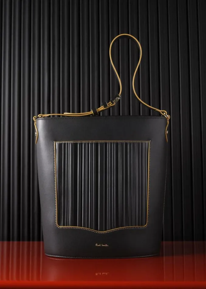 Womens Paul Smith Bags Black 039Shadow Stripe039 Leather Bucket Bag Womens Paul Smith Bags Black 039Shadow Stripe039 Leather Bucket Bag