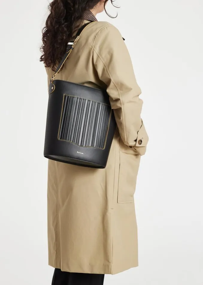 Womens Paul Smith Bags Black 039Shadow Stripe039 Leather Bucket Bag Womens Paul Smith Bags Black 039Shadow Stripe039 Leather Bucket Bag