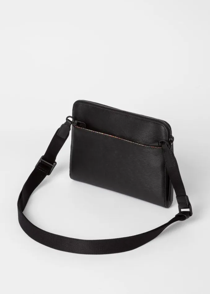 Womens Paul Smith Bags Black Embossed Leather Musette Bag Womens Paul Smith Bags Black Embossed Leather Musette Bag