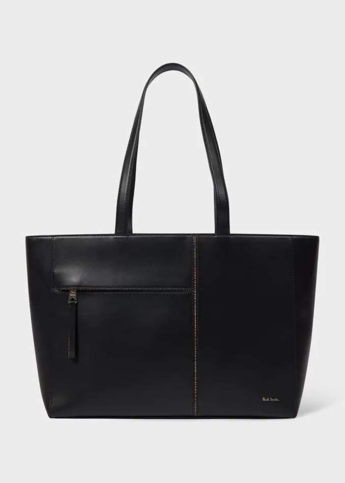 Womens Paul Smith Bags Black Leather 039Signature Stripe039 Trim Tote Bag