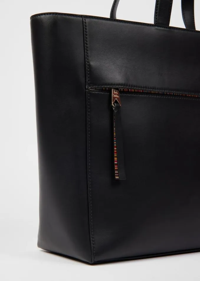 Womens Paul Smith Bags Black Leather 039Signature Stripe039 Trim Tote Bag Womens Paul Smith Bags Black Leather 039Signature Stripe039 Trim Tote Bag