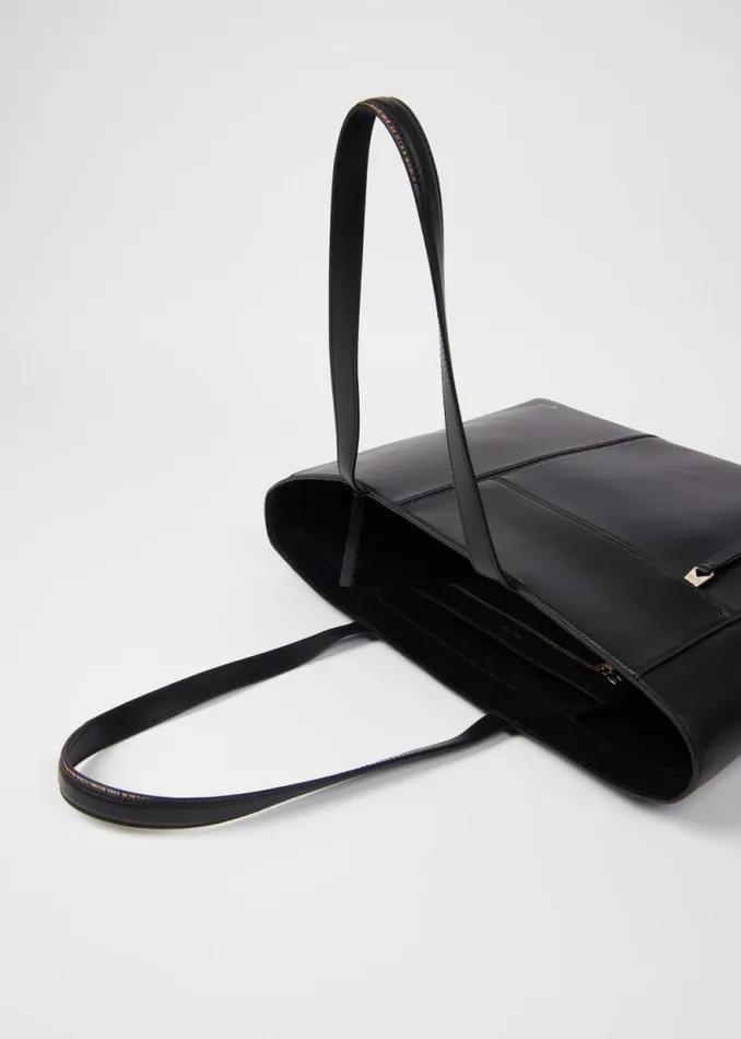 Womens Paul Smith Bags Black Leather 039Signature Stripe039 Trim Tote Bag Womens Paul Smith Bags Black Leather 039Signature Stripe039 Trim Tote Bag