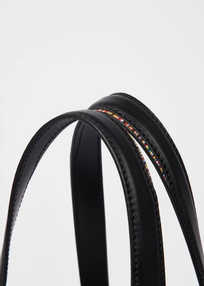 Womens Paul Smith Bags Black Leather 039Signature Stripe039 Trim Tote Bag Womens Paul Smith Bags Black Leather 039Signature Stripe039 Trim Tote Bag
