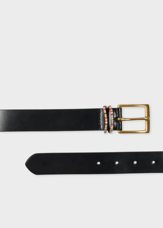 Womens Paul Smith Belts Black 039Signature Stripe039 Cord Belt