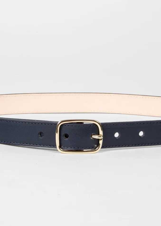 Womens Paul Smith Belts Navy Leather Belt With 039Swirl039 Panel Womens Paul Smith Belts Navy Leather Belt With 039Swirl039 Panel
