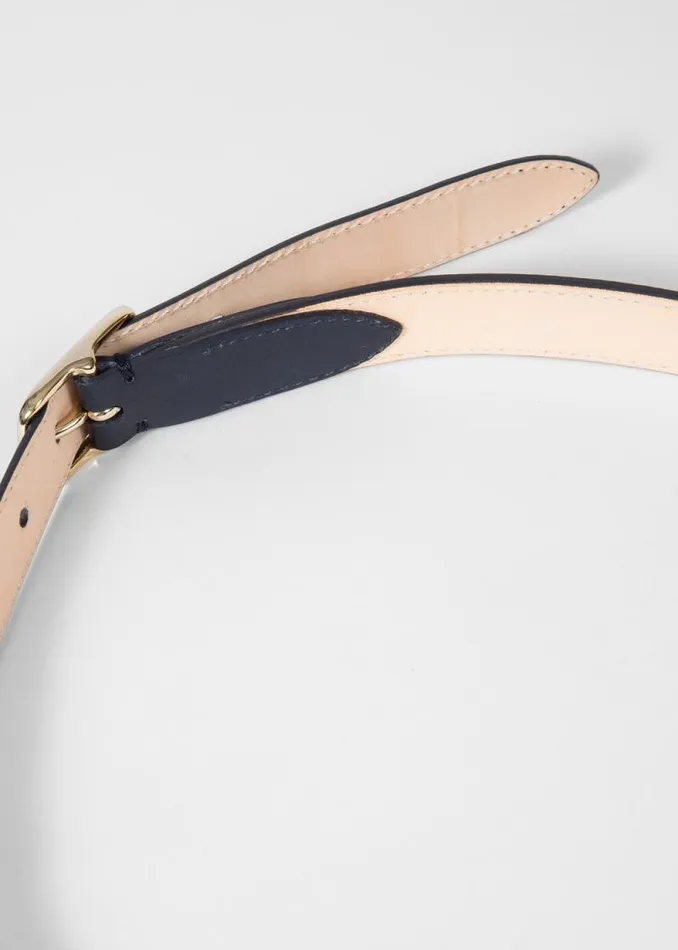 Womens Paul Smith Belts Navy Leather Belt With 039Swirl039 Panel Womens Paul Smith Belts Navy Leather Belt With 039Swirl039 Panel