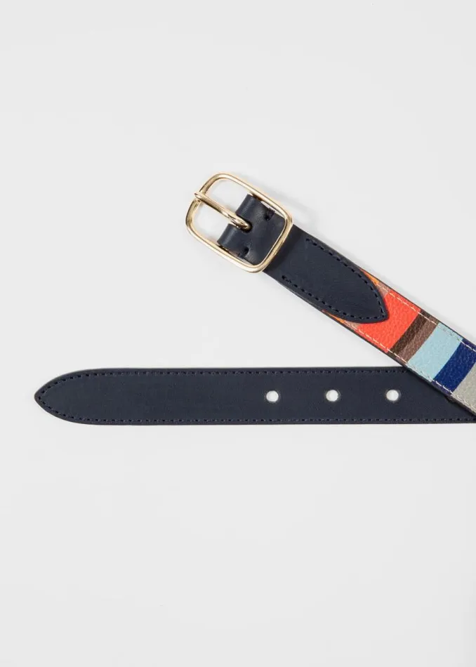 Womens Paul Smith Belts Navy Leather Belt With 039Swirl039 Panel Womens Paul Smith Belts Navy Leather Belt With 039Swirl039 Panel