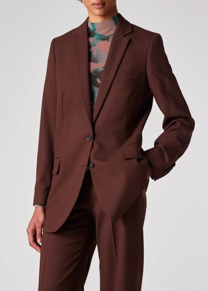 Womens Paul Smith Blazers Brown Hopsack Wool Blazer