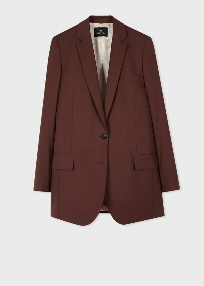 Womens Paul Smith Blazers Brown Hopsack Wool Blazer Womens Paul Smith Blazers Brown Hopsack Wool Blazer