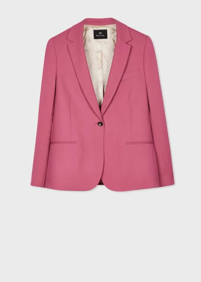 Womens Paul Smith Blazers Mauve Wool Hopsack Blazer Womens Paul Smith Blazers Mauve Wool Hopsack Blazer