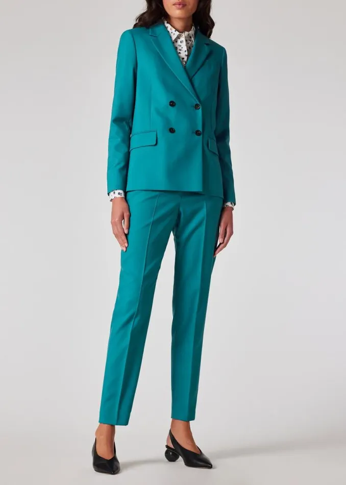 Womens Paul Smith Blazers Peacock Blue Wool DoubleBreasted Blazer Womens Paul Smith Blazers Peacock Blue Wool DoubleBreasted Blazer