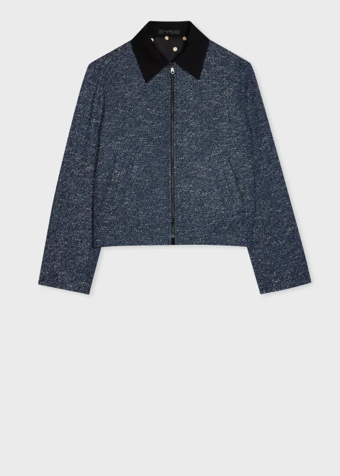 Womens Paul Smith Coats and Jackets Blue CottonBlend Tweed Jacket Womens Paul Smith Coats and Jackets Blue CottonBlend Tweed Jacket