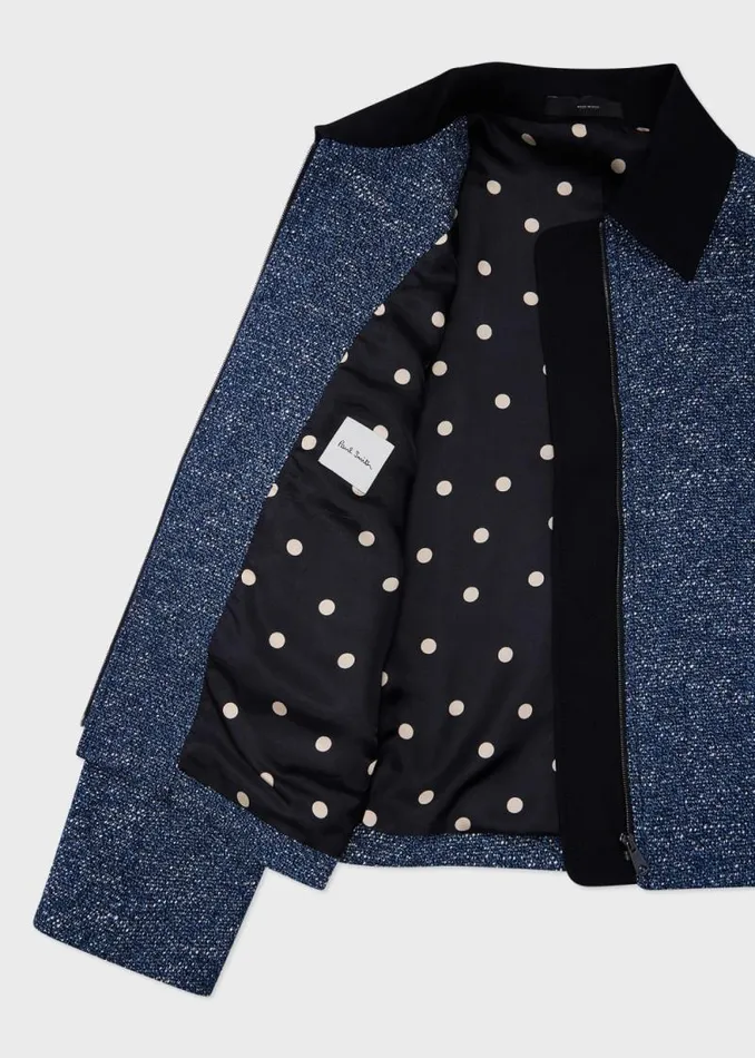 Womens Paul Smith Coats and Jackets Blue CottonBlend Tweed Jacket Womens Paul Smith Coats and Jackets Blue CottonBlend Tweed Jacket