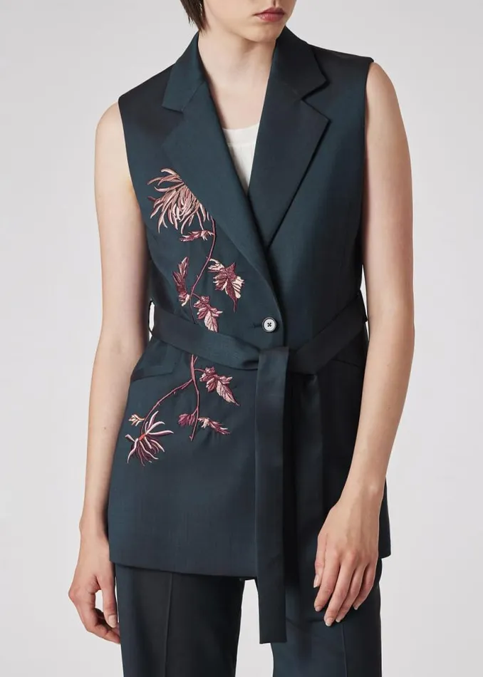 Womens Paul Smith Coats and Jackets Blue Tonic Wool Embroidered Waistcoat
