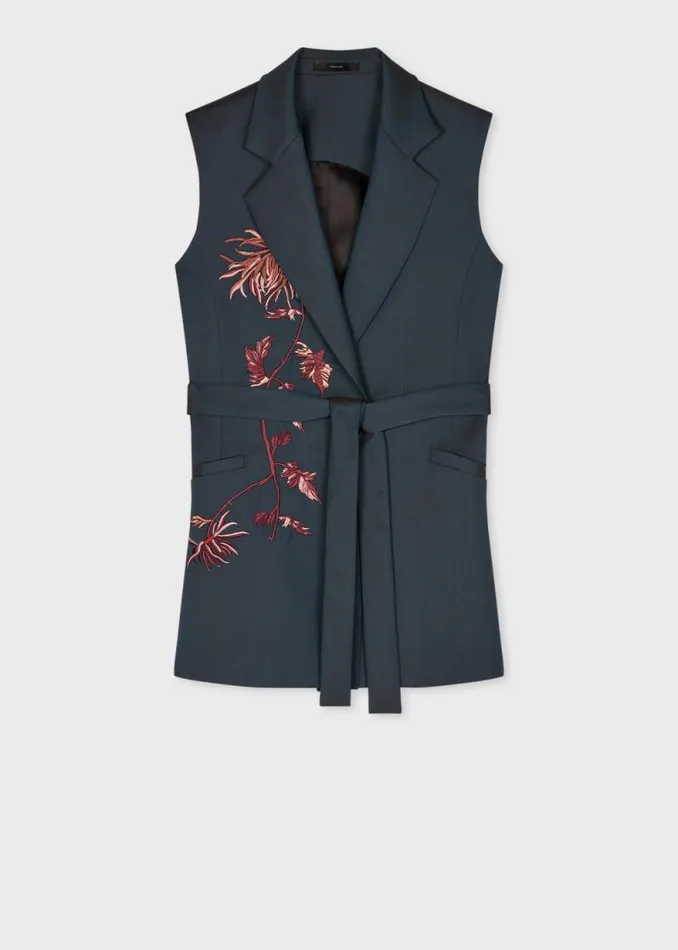 Womens Paul Smith Coats and Jackets Blue Tonic Wool Embroidered Waistcoat Womens Paul Smith Coats and Jackets Blue Tonic Wool Embroidered Waistcoat