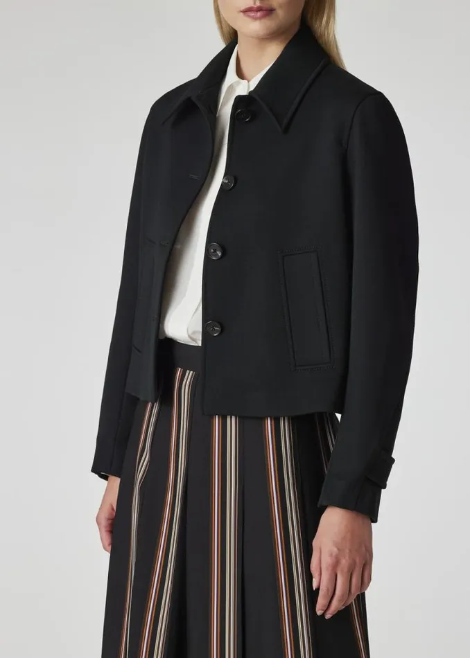 Womens Paul Smith Coats and Jackets Dark Green Cropped Wool Jacket