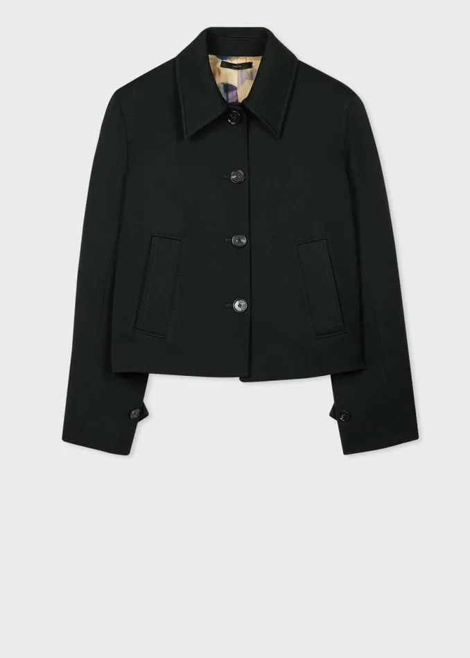 Womens Paul Smith Coats and Jackets Dark Green Cropped Wool Jacket Womens Paul Smith Coats and Jackets Dark Green Cropped Wool Jacket