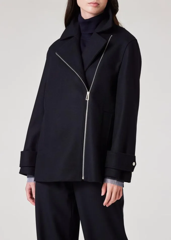Womens Paul Smith Coats and Jackets Dark Navy WoolCashmere Asymmetric Zip Jacket Womens Paul Smith Coats and Jackets Dark Navy WoolCashmere Asymmetric Zip Jacket