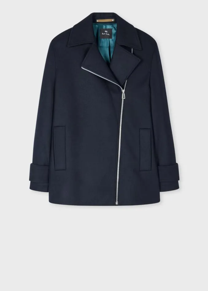 Womens Paul Smith Coats and Jackets Dark Navy WoolCashmere Asymmetric Zip Jacket Womens Paul Smith Coats and Jackets Dark Navy WoolCashmere Asymmetric Zip Jacket