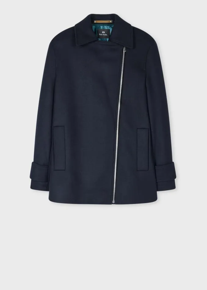 Womens Paul Smith Coats and Jackets Dark Navy WoolCashmere Asymmetric Zip Jacket Womens Paul Smith Coats and Jackets Dark Navy WoolCashmere Asymmetric Zip Jacket