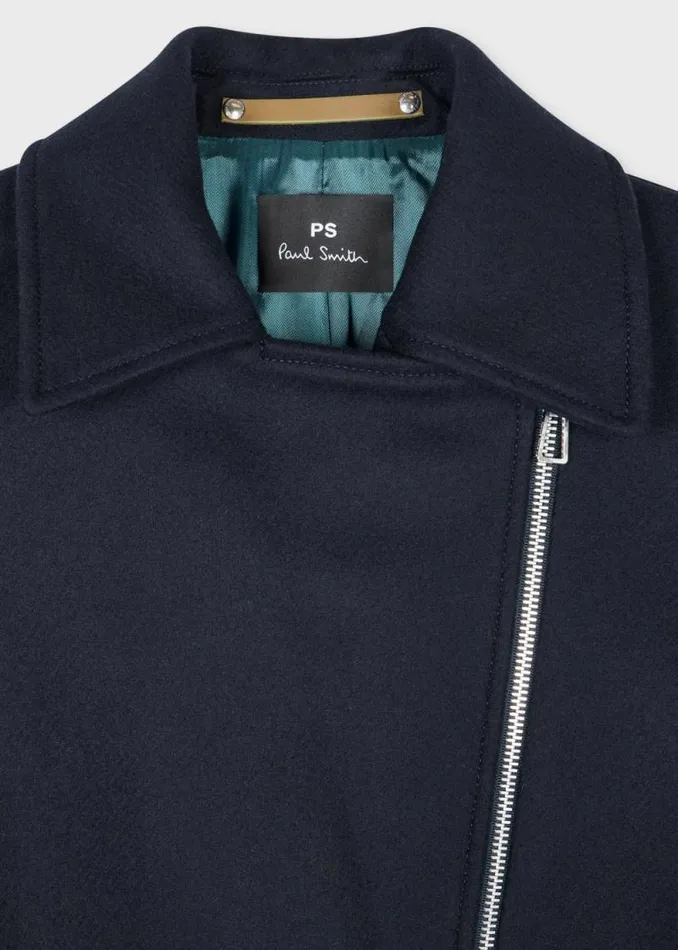 Womens Paul Smith Coats and Jackets Dark Navy WoolCashmere Asymmetric Zip Jacket Womens Paul Smith Coats and Jackets Dark Navy WoolCashmere Asymmetric Zip Jacket