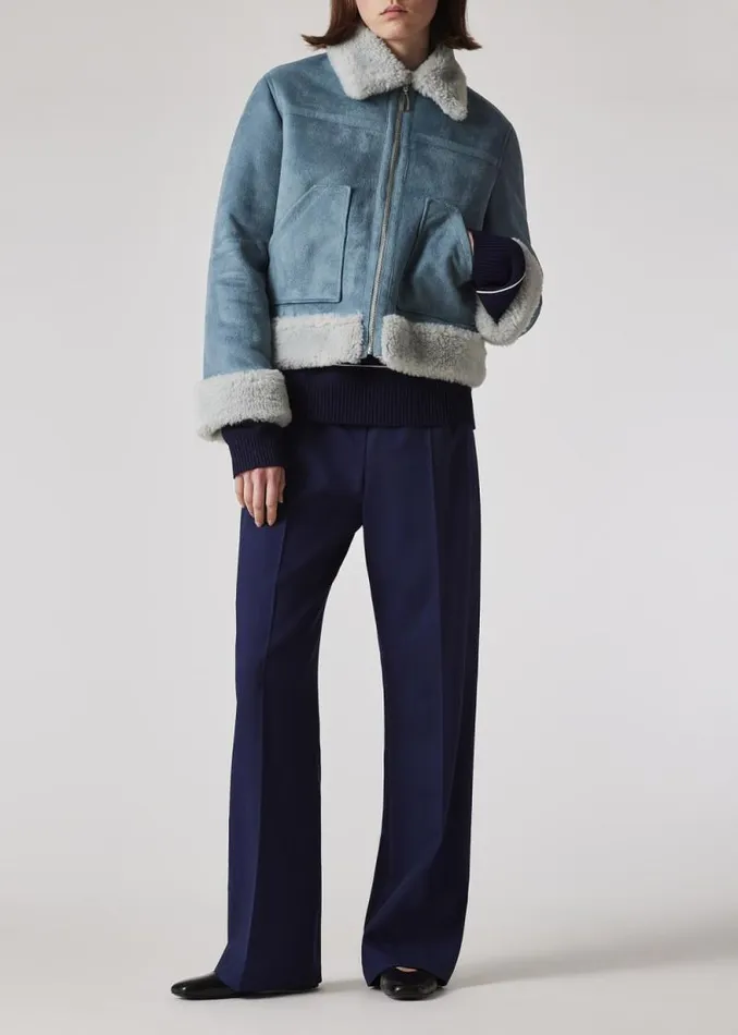 Womens Paul Smith Coats and Jackets Light Blue Bonded Faux Fur Aviator Jacket