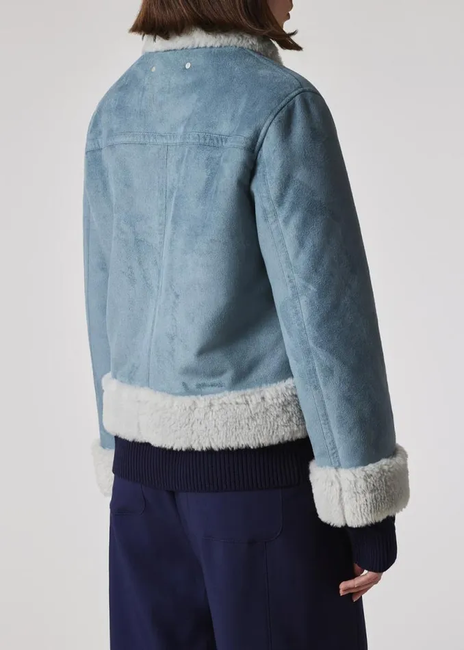 Womens Paul Smith Coats and Jackets Light Blue Bonded Faux Fur Aviator Jacket