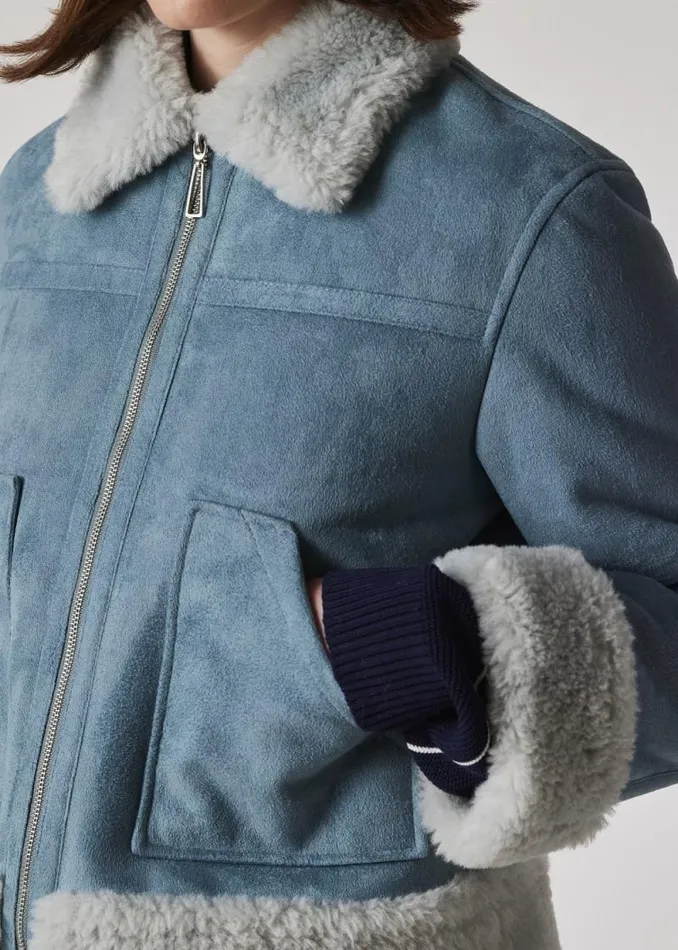 Womens Paul Smith Coats and Jackets Light Blue Bonded Faux Fur Aviator Jacket