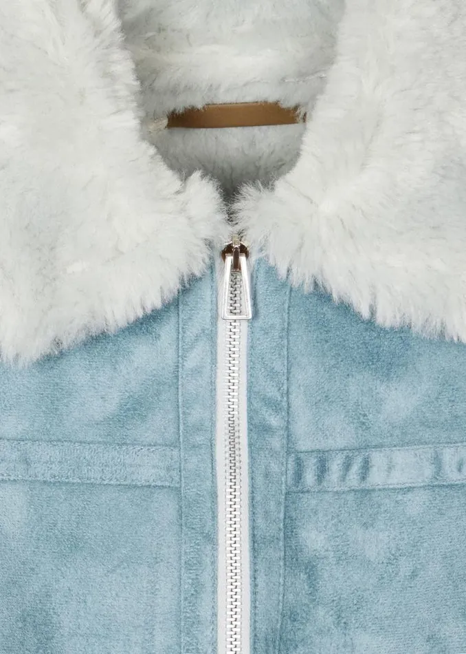 Womens Paul Smith Coats and Jackets Light Blue Bonded Faux Fur Aviator Jacket
