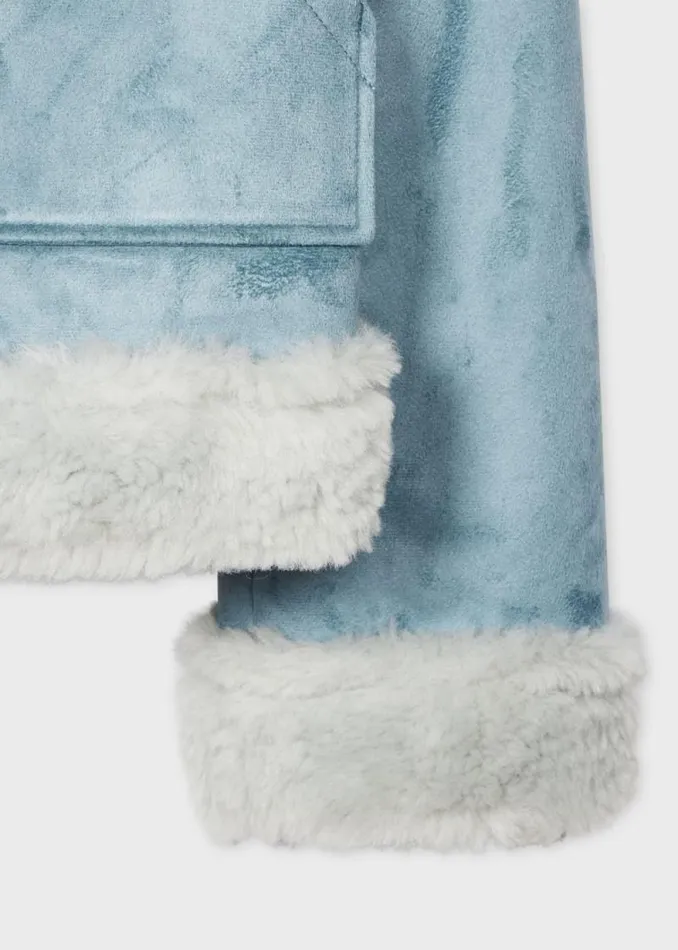 Womens Paul Smith Coats and Jackets Light Blue Bonded Faux Fur Aviator Jacket