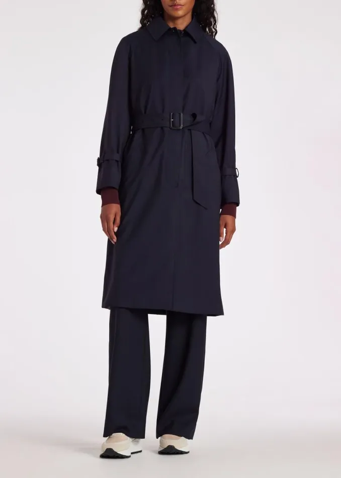 Womens Paul Smith Coats and Jackets Navy 039Storm System Wool039 Mac With Detachable Liner