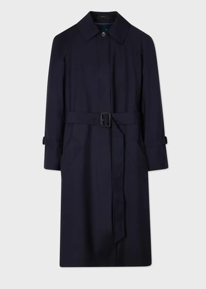 Womens Paul Smith Coats and Jackets Navy 039Storm System Wool039 Mac With Detachable Liner Womens Paul Smith Coats and Jackets Navy 039Storm System Wool039 Mac With Detachable Liner