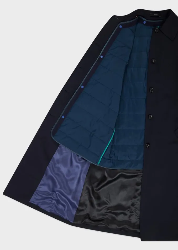 Womens Paul Smith Coats and Jackets Navy 039Storm System Wool039 Mac With Detachable Liner Womens Paul Smith Coats and Jackets Navy 039Storm System Wool039 Mac With Detachable Liner