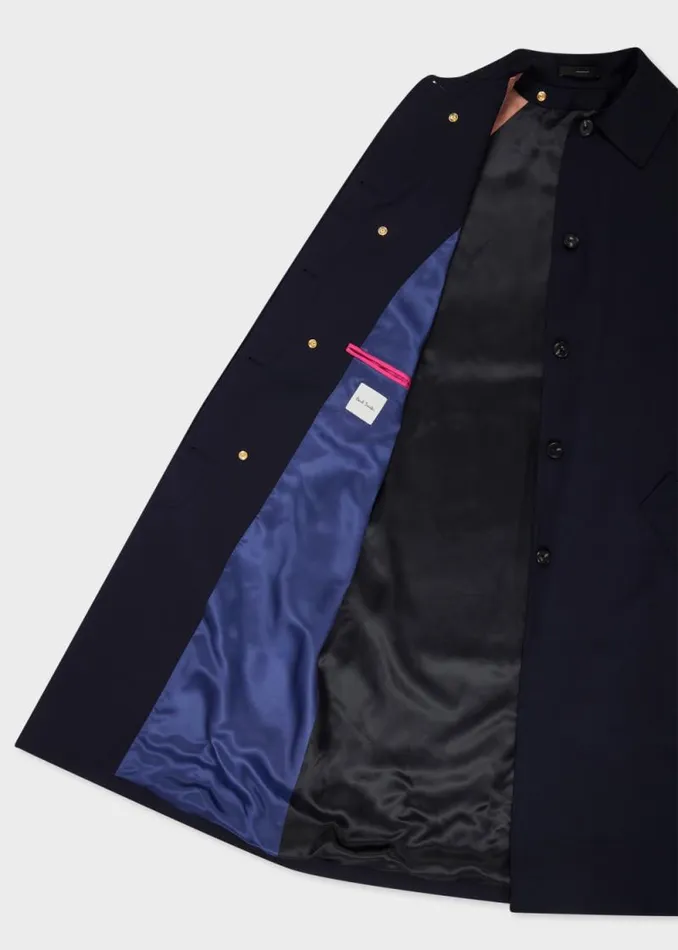 Womens Paul Smith Coats and Jackets Navy 039Storm System Wool039 Mac With Detachable Liner Womens Paul Smith Coats and Jackets Navy 039Storm System Wool039 Mac With Detachable Liner