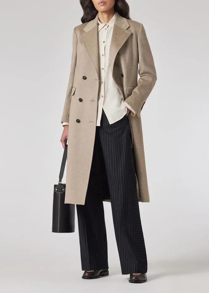 Womens Paul Smith Coats and Jackets Oatmeal WoolCashmere Blend DoubleBreasted Coat Womens Paul Smith Coats and Jackets Oatmeal WoolCashmere Blend DoubleBreasted Coat