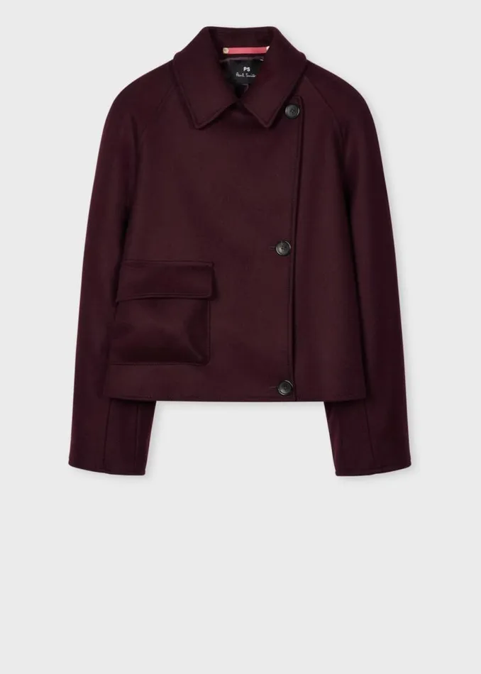 Womens Paul Smith Coats and Jackets Purple WoolCashmere Blend Cropped Cocoon Jacket Womens Paul Smith Coats and Jackets Purple WoolCashmere Blend Cropped Cocoon Jacket