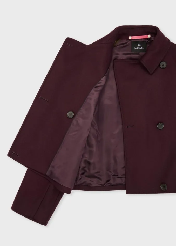 Womens Paul Smith Coats and Jackets Purple WoolCashmere Blend Cropped Cocoon Jacket Womens Paul Smith Coats and Jackets Purple WoolCashmere Blend Cropped Cocoon Jacket
