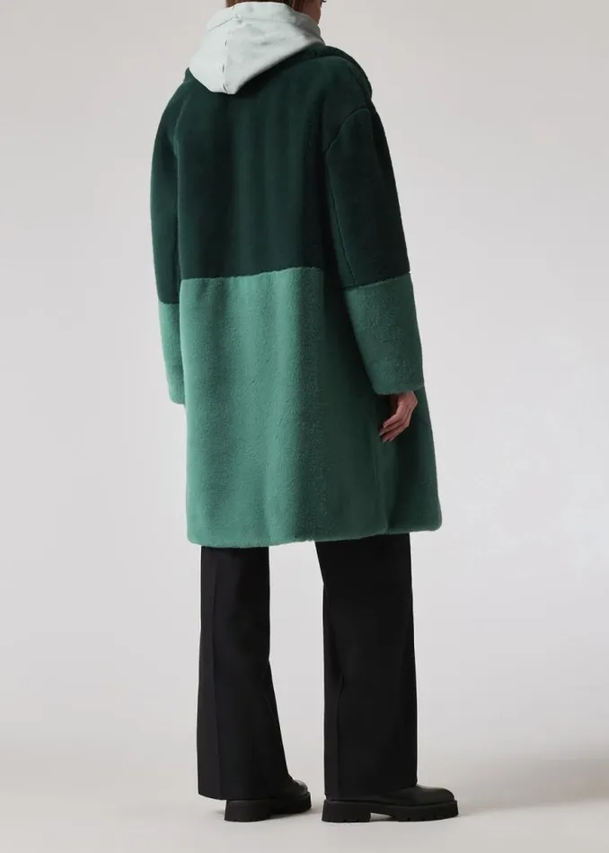 Womens Paul Smith Coats and Jackets Teal And Peacock Blue Faux Fur Colourblock Coat Womens Paul Smith Coats and Jackets Teal And Peacock Blue Faux Fur Colourblock Coat