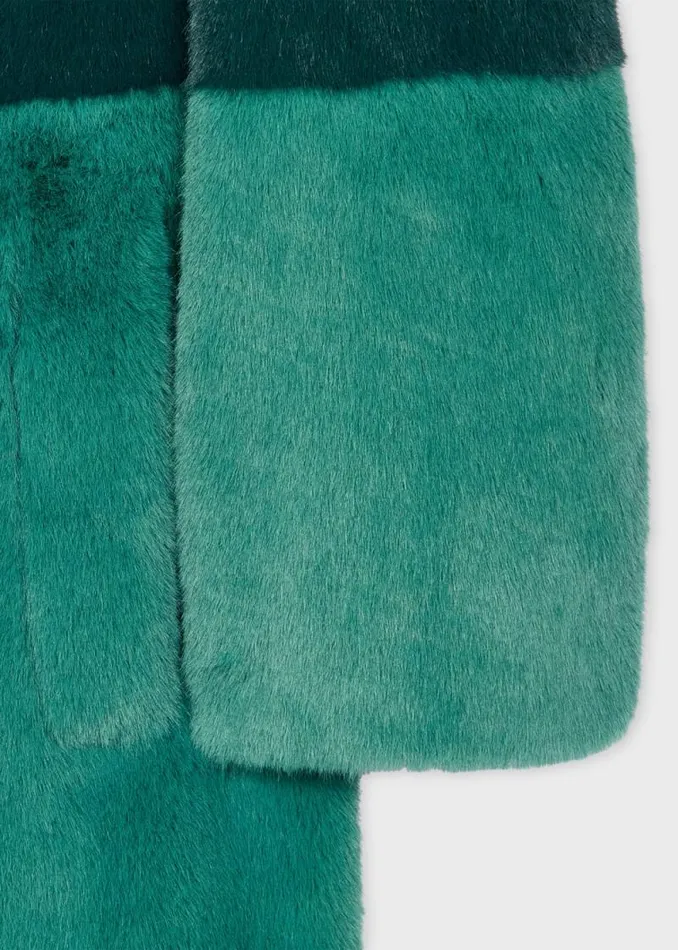 Womens Paul Smith Coats and Jackets Teal And Peacock Blue Faux Fur Colourblock Coat Womens Paul Smith Coats and Jackets Teal And Peacock Blue Faux Fur Colourblock Coat