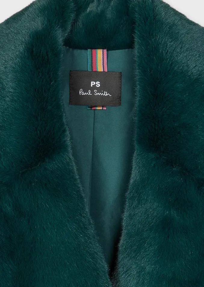 Womens Paul Smith Coats and Jackets Teal And Peacock Blue Faux Fur Colourblock Coat Womens Paul Smith Coats and Jackets Teal And Peacock Blue Faux Fur Colourblock Coat