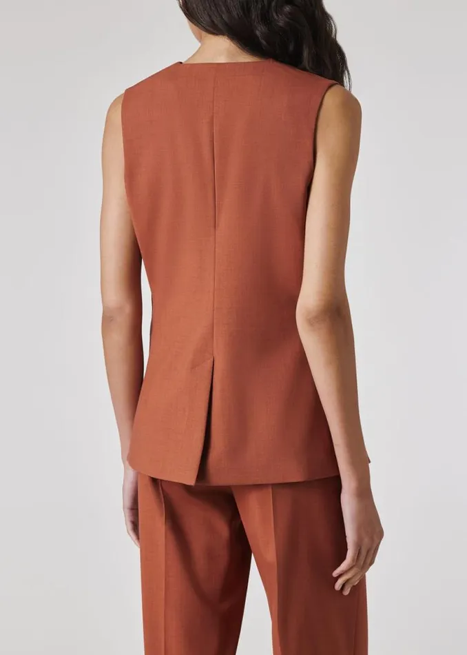 Womens Paul Smith Coats and Jackets Terracotta Overdyed Wool Waistcoat Womens Paul Smith Coats and Jackets Terracotta Overdyed Wool Waistcoat
