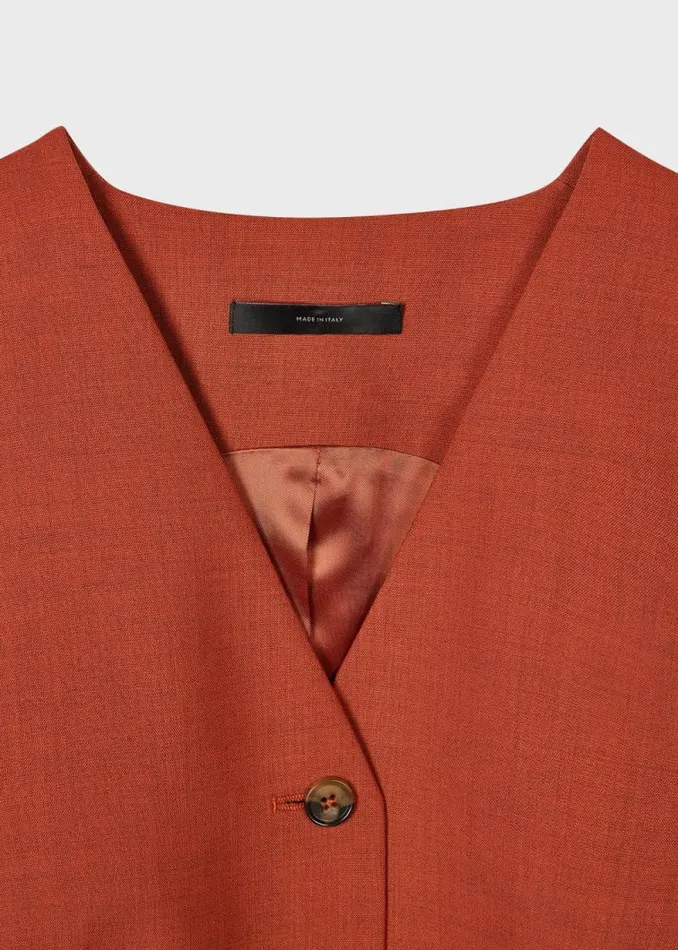 Womens Paul Smith Coats and Jackets Terracotta Overdyed Wool Waistcoat Womens Paul Smith Coats and Jackets Terracotta Overdyed Wool Waistcoat