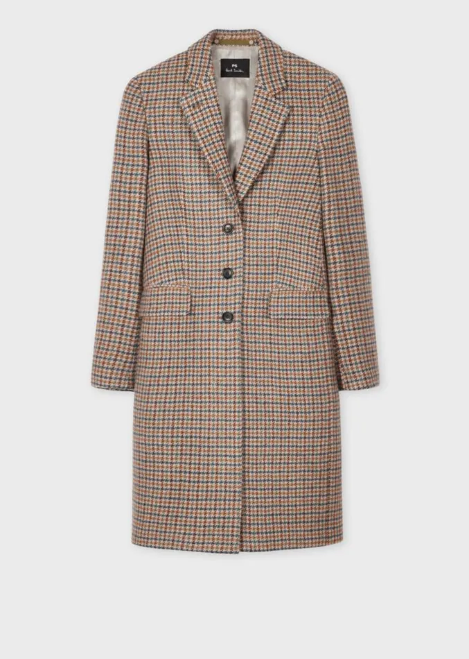 Womens Paul Smith Coats and Jackets Wool Dogtooth Check Epsom Coat Womens Paul Smith Coats and Jackets Wool Dogtooth Check Epsom Coat