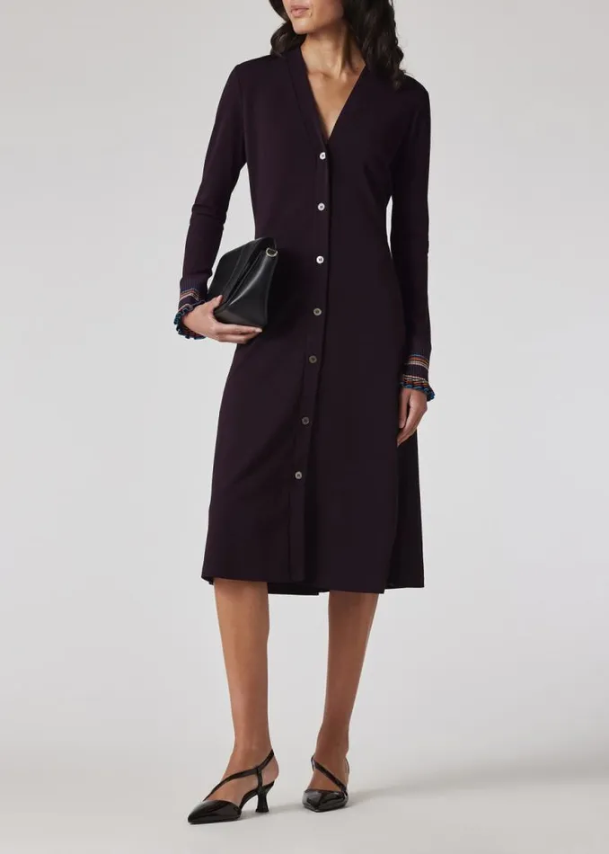 Womens Paul Smith Dresses Aubergine ViscoseBlend Jersey Shirt Dress