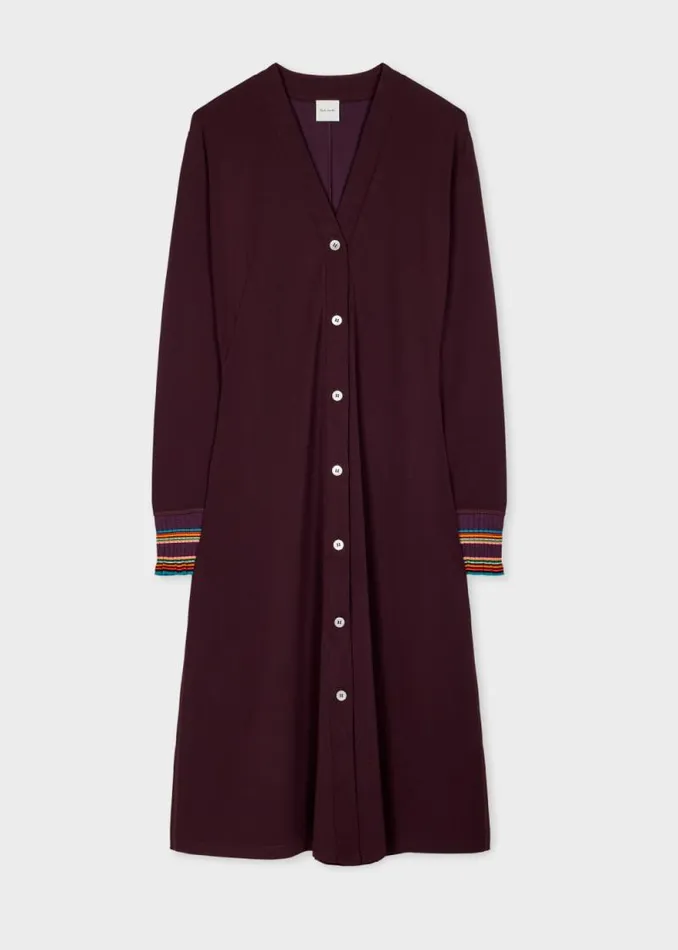 Womens Paul Smith Dresses Aubergine ViscoseBlend Jersey Shirt Dress Womens Paul Smith Dresses Aubergine ViscoseBlend Jersey Shirt Dress
