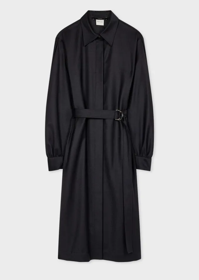 Womens Paul Smith Dresses Navy Flannel Blouson Sleeve Dress Womens Paul Smith Dresses Navy Flannel Blouson Sleeve Dress