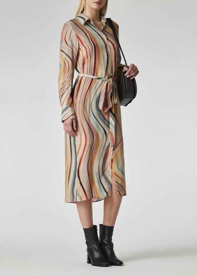 Womens Paul Smith Dresses SilkBlend 039Swirl039 Print Shirt Dress