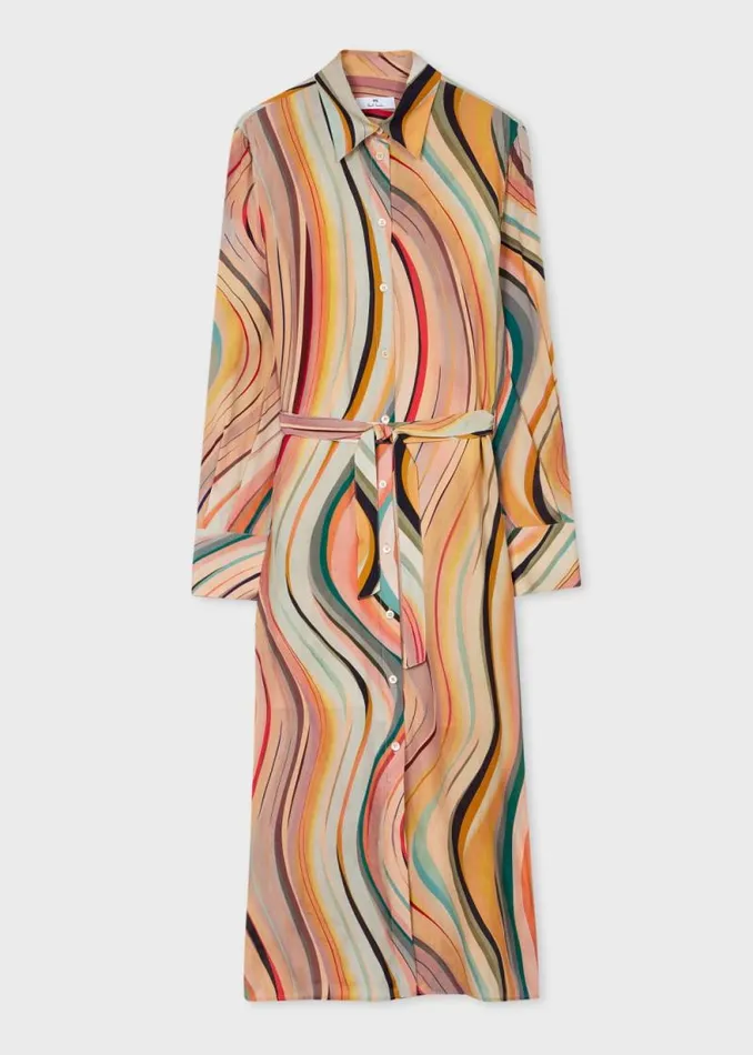 Womens Paul Smith Dresses SilkBlend 039Swirl039 Print Shirt Dress Womens Paul Smith Dresses SilkBlend 039Swirl039 Print Shirt Dress