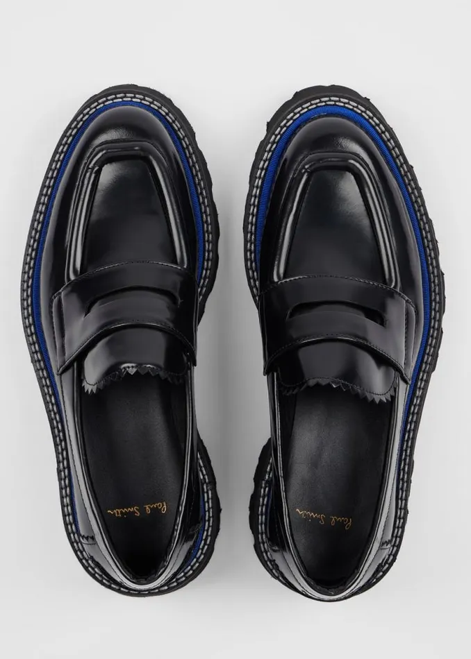 Womens Paul Smith Flats Black Chunky High Shine 039Magpie039 Leather Loafers Womens Paul Smith Flats Black Chunky High Shine 039Magpie039 Leather Loafers